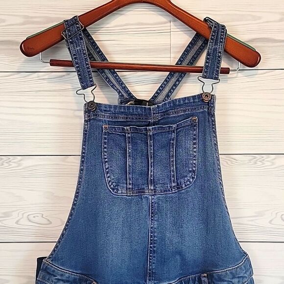Indigo Blue Ankle Denim Women's Maternity Overalls Size L - Picture 2 of 11